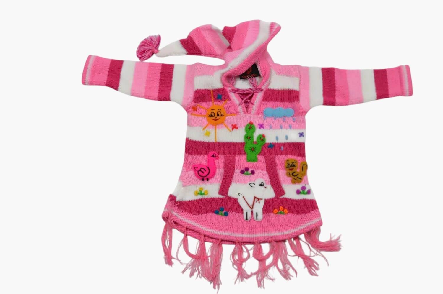 Rosafarbiger Kinderponcho Gr. 74-80 Variante 1
