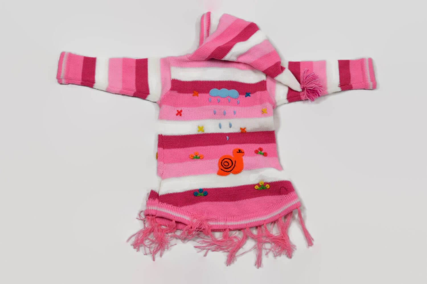 Rosafarbiger Kinderponcho Gr. 74-80 Variante 1