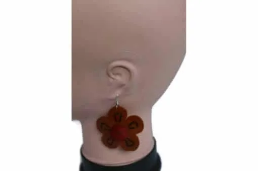 ohrringe kokos blume braun rot muster3