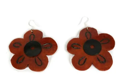 ohrringe kokos blume braun schwarz muster