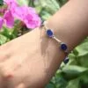doppelseitiges Silberarmband Lapizlazuli Rosenquarz