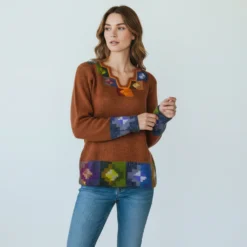 Alpaka Damenpullover Collos aus Baby Alpakawolle braun