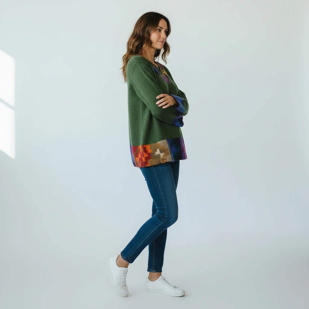 Alpaka Damenpullover Collos aus Baby Alpakawolle grün