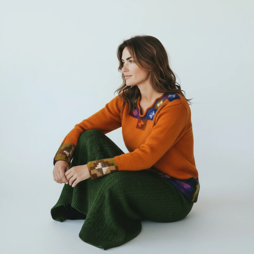 Alpaka Damenpullover Collos aus Baby Alpakawolle orange