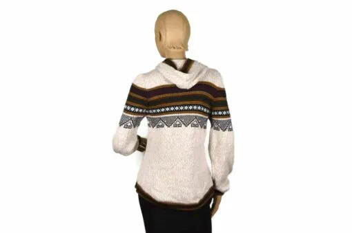 Alpaka Pullover Atahualpa mit Kapuze beige (M)