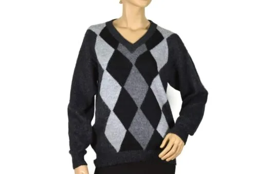 Alpaka Pullover Doble schwarz (M) V-Ausschnitt