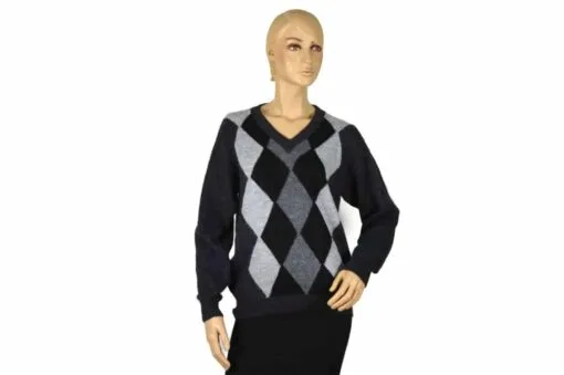 Alpaka Pullover Doble schwarz (M) V-Ausschnitt