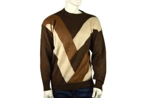 Alpaka Pullover Karo braun (L)