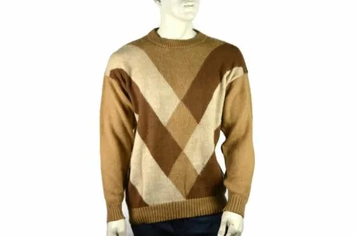 Alpaka Pullover Karo hellbraun (L)