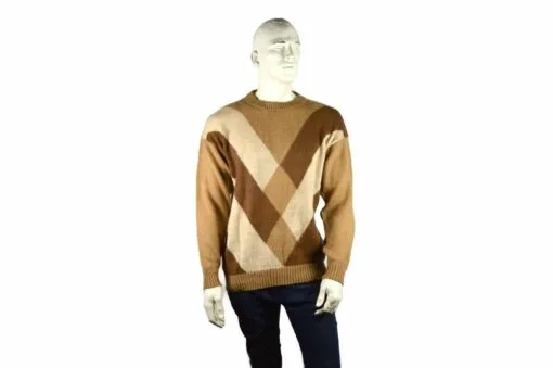 Alpaka Pullover Karo hellbraun (L)