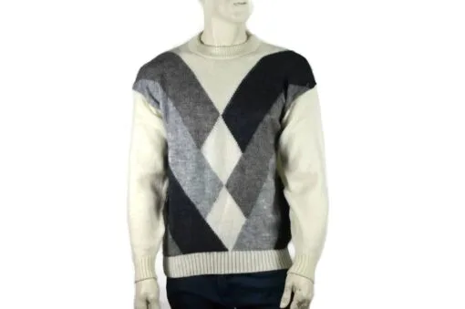 Alpaka Pullover Karo weiß (L)