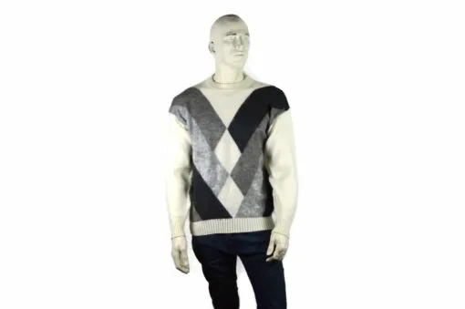 Alpaka Pullover Karo weiß (L)