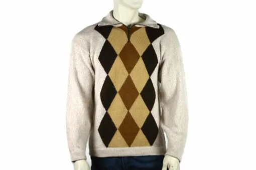 Alpaka Pullover Doble beige-weiß (L)