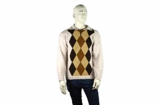 Alpaka Pullover Doble beige-weiß (L)
