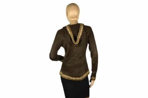 Alpaka Pullover Shakira dunkelbraun (L) mit Kapuze