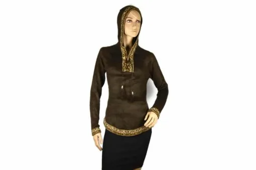 Alpaka Pullover Shakira dunkelbraun (L) mit Kapuze