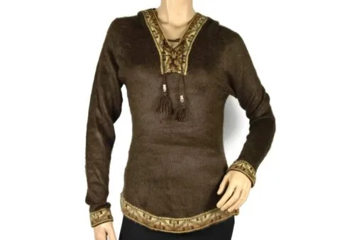Alpaka Pullover Shakira dunkelbraun (L) mit Kapuze