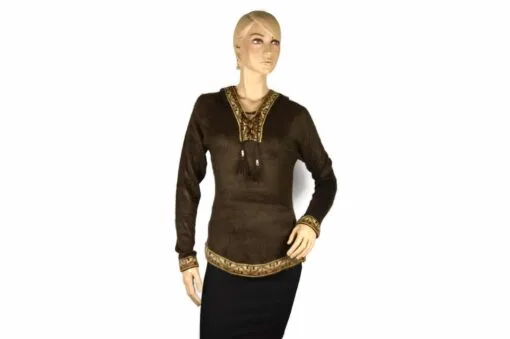 Alpaka Pullover Shakira dunkelbraun (L) mit Kapuze