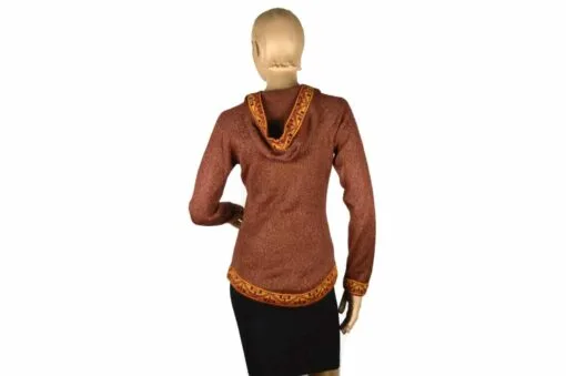 Alpaka Pullover Shakira dunkelrot-braun (M) mit Kapuze