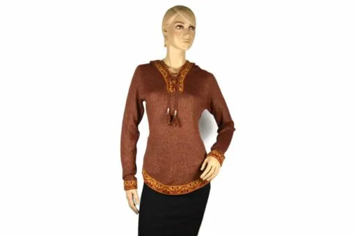 Alpaka Pullover Shakira dunkelrot-braun (M) mit Kapuze