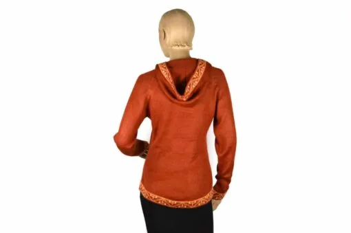 Alpaka Pullover Shakira orange (M) mit Kapuze