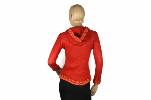 Alpaka Pullover Shakira rot (S) mit Kapuze