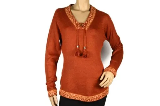 Alpaka Pullover Shakira rot-braun (L)