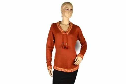 Alpaka Pullover Shakira rot-braun (L)