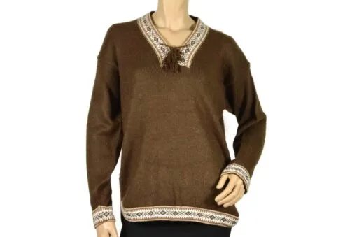 Alpaka Pullover Damen Braun (M)
