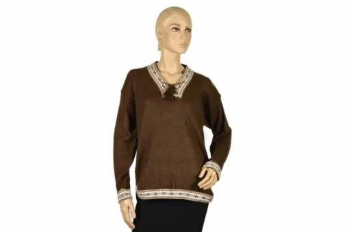 Alpaka Pullover Damen Braun (M)