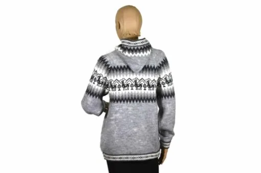 Alpaka Strickjacke Kapuze grau (M)