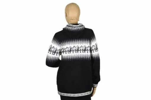 Alpaka Strickjacke Kapuze schwarz (L)