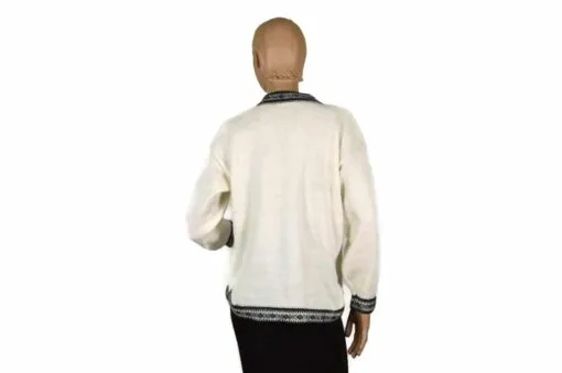 Alpaka Pullover Damen Weiß (M) mit Alapaka auf der Brust
