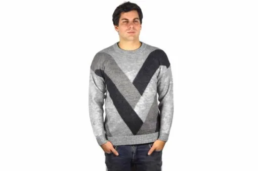 Alpaka Pullover Karo grau