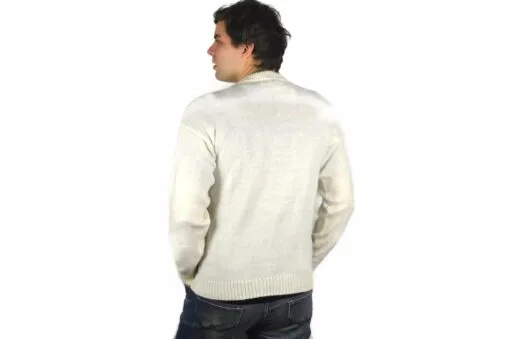 Alpaka Pullover Karo weiß-grau