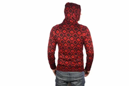 Alpaka Strickjacke Andenkreuz rot-schwarz