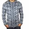 Alpaka Strickjacke Andenkreuz weiß-blau
