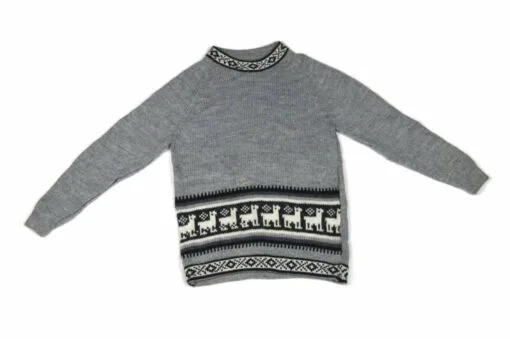 Alpaka Pullover Kinder Llamita Grau