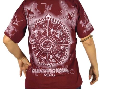 Nasca Kalendar T-Shirt weinrot