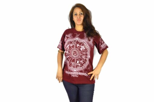 Nasca Kalendar T-Shirt weinrot