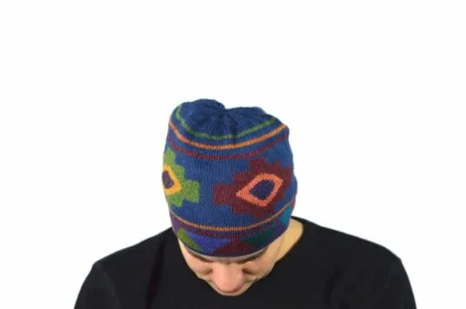 Alpaka Mützer Chakana dunkelblau