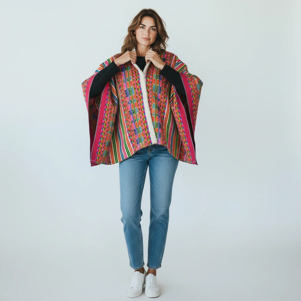 Ethno Poncho Huascaran Unisex Fair aus Alpakawolle Ethno Poncho Huascaran Unisex Fair aus Alpakawolle