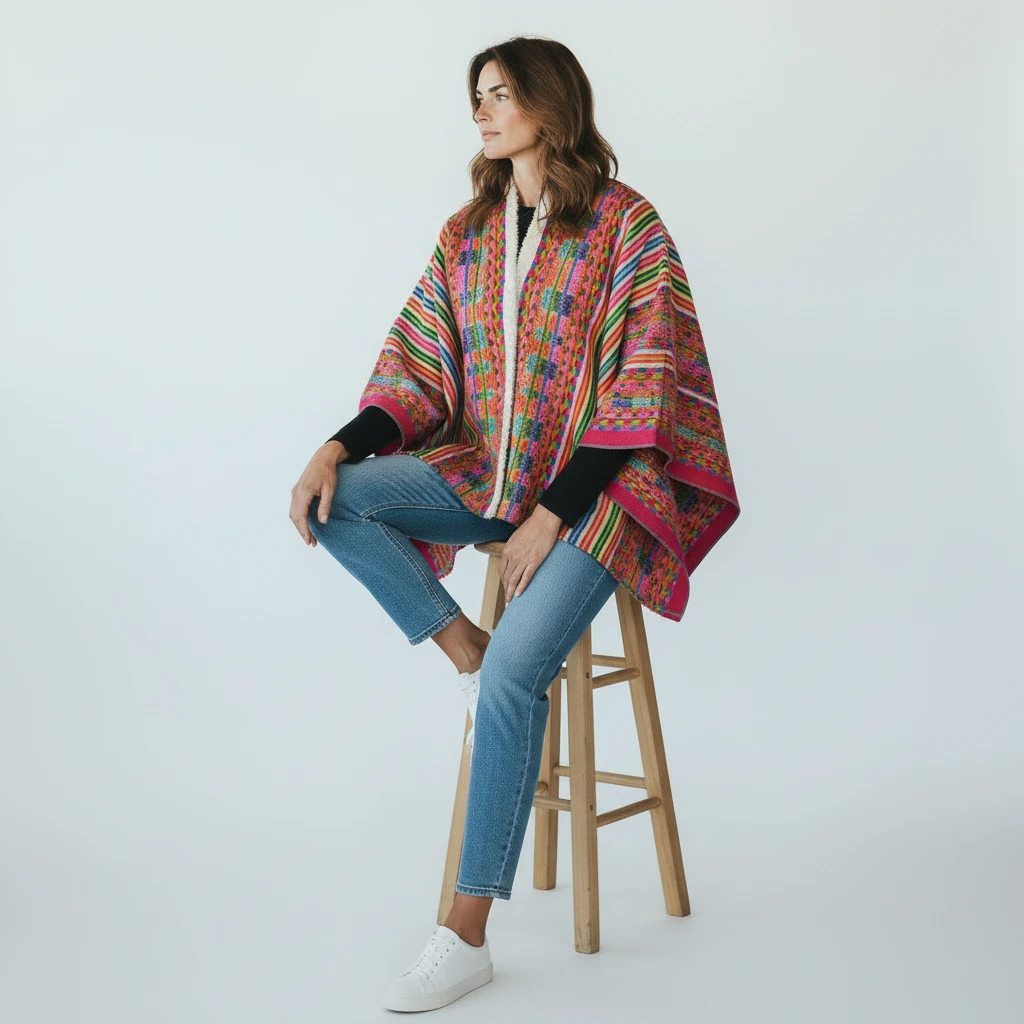 Ethno Poncho Huascaran Unisex Fair aus Alpakawolle Ethno Poncho Huascaran Unisex Fair aus Alpakawolle