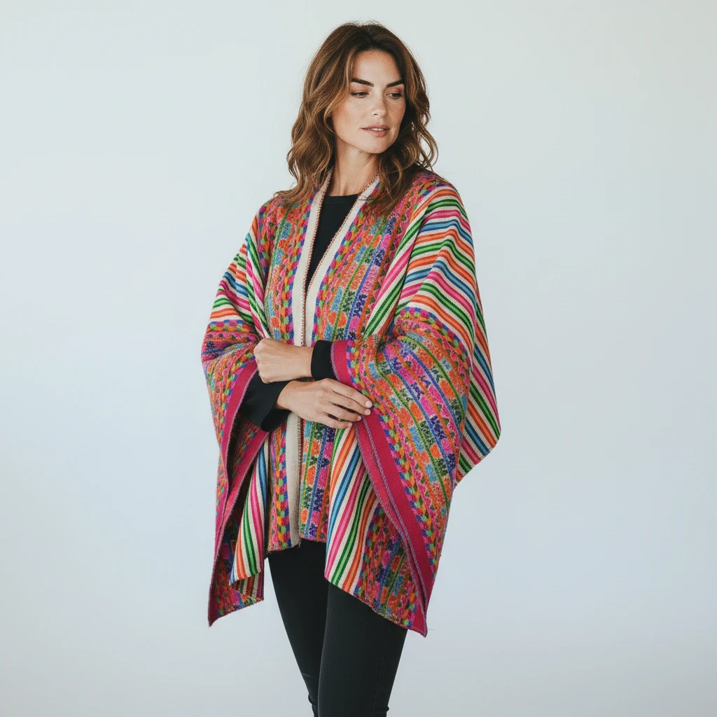 Ethno Poncho Huascaran Unisex Fair aus Alpakawolle Ethno Poncho Huascaran Unisex Fair aus Alpakawolle