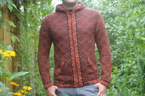 Alpaka Strickjacke Andenkreuz orange