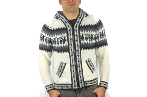 Klassische Alpaka Strickjacke Weiß Modell 1