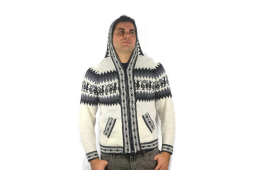 Klassische Alpaka Strickjacke Weiß Modell 1