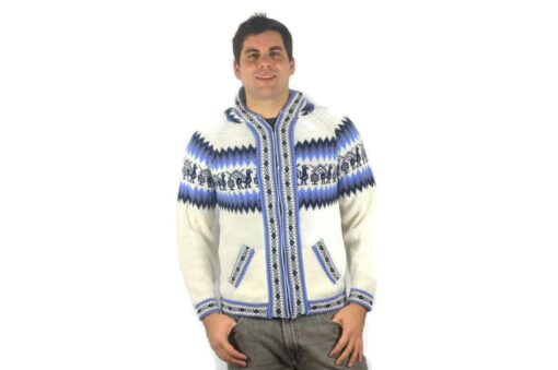 Klassische Alpaka Strickjacke Weiß Modell 2