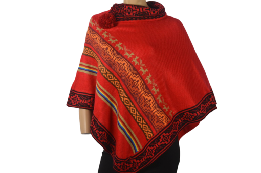 Alpaka Poncho Chakana Rot