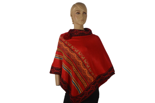 Alpaka Poncho Chakana Rot